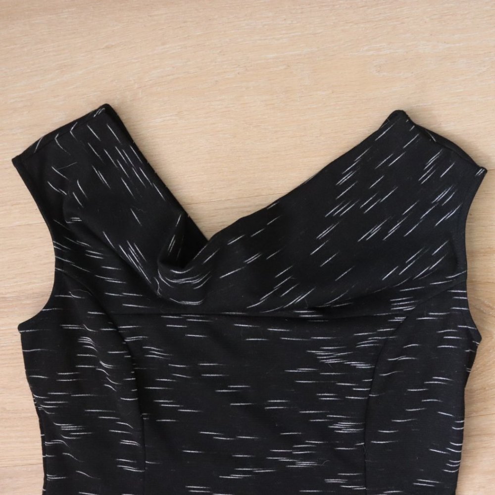 NWOT Ann Taylor Sleeveless Cowl Neck Fitted Dress, Sz 6, Black Space Dye